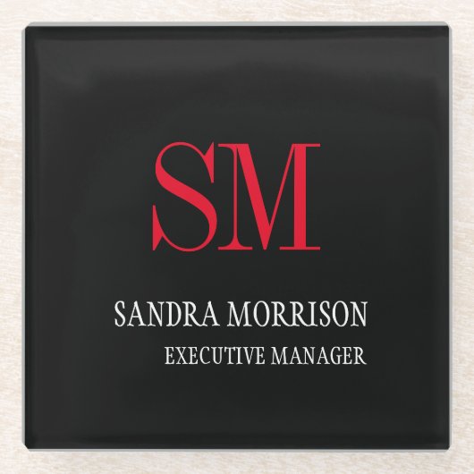 Minimalistische Rote Handschrift Glasuntersetzer (Vorderseite)