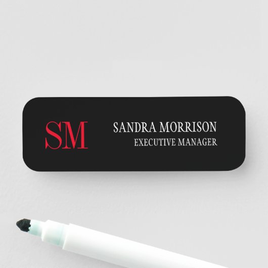 Minimalistische Rote Handschrift Namensschild (Beispiel)