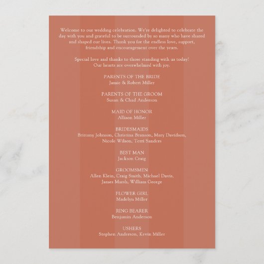 Minimalistische Rote Hochzeit mit Streifen aus Kup Programm (Rückseite)