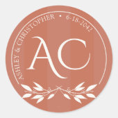 Minimalistische Rote Hochzeit mit Streifen aus Kup Runder Aufkleber (Vorderseite)