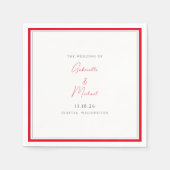 Minimalistische Rote Hochzeit mit Weiß und Kirsche Serviette (Vorderseite)