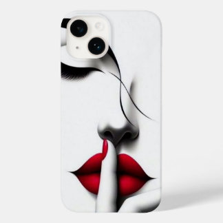 Minimalistische rote Lippen Shh Ästhetik iphonecas Case-Mate iPhone 14 Hülle