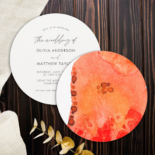 Minimalistische rote orange elegante Wasserfarbe H Einladung