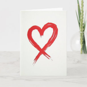 Minimalistische rote Pinselstrich-Herzkarte Karte