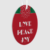 Minimalistische Rote Poinsettia mit Liebe, Frieden Ornament (Vorderseite)