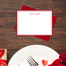 Minimalistische rote Rose, 2 Grenzen, Unterschrift Mitteilungskarte