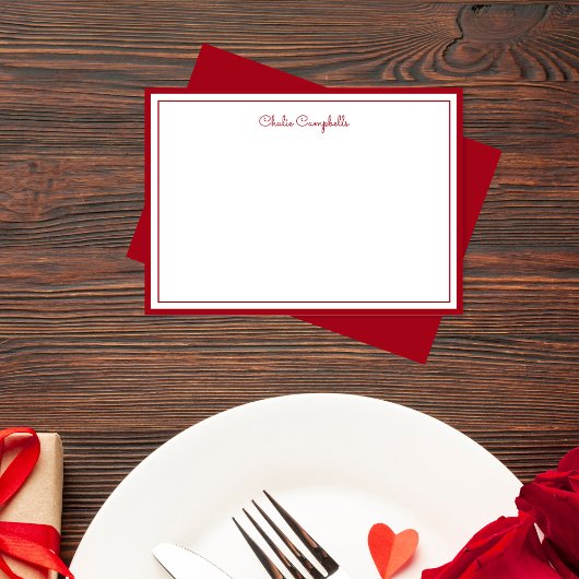 Minimalistische rote Rose, 2 Grenzen, Unterschrift Mitteilungskarte