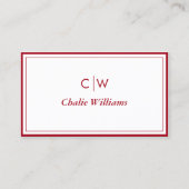 Minimalistische rote Rose, 2 Grenzen, Unterschrift Visitenkarte (Vorderseite)