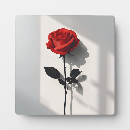 Minimalistische Rote Rose - Botanische Kunstdrucke Fotoplatte (Vorderseite)