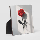 Minimalistische Rote Rose - Botanische Kunstdrucke Fotoplatte (Vorderseite)