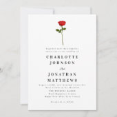 Minimalistische Rote Rose Elegante Moderne Einladung (Vorderseite)