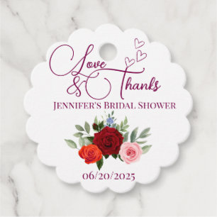Minimalistische rote Rose Liebe und Dank Braut  Geschenkanhänger