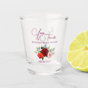 Minimalistische rote Rose Liebe und Dank Braut  Schnapsglas