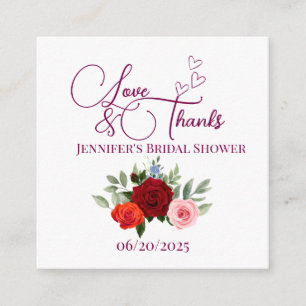 Minimalistische rote Rose Liebe und dank Bridal Begleitkarte