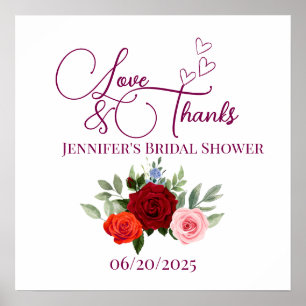 Minimalistische rote Rose Liebe und dank Bridal Poster
