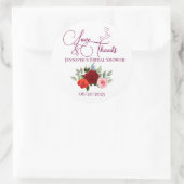 Minimalistische rote Rose Liebe und dank Bridal Runder Aufkleber (Tasche)