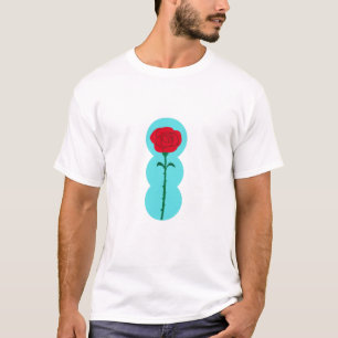 Minimalistische Rote Rose - Romantisches Blumendes T-Shirt