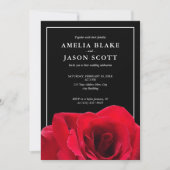 Minimalistische Rote Rose zur Einladung von Black (Vorderseite)