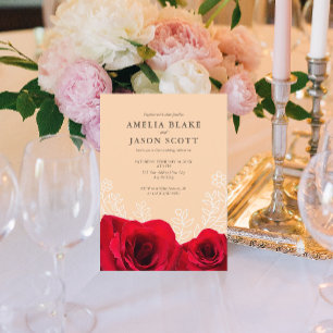 Minimalistische Rote Rose zur Einladung von Cremes