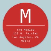 Minimalistische Rote Rücksendeadresse Runder Aufkleber