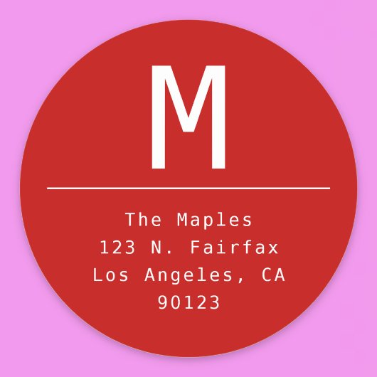 Minimalistische Rote Rücksendeadresse Runder Aufkleber