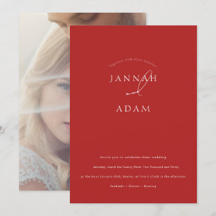 Minimalistische rote Schrift Hochzeit Einladung