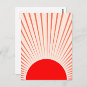 Minimalistische Rote Sonne und Sonnenstrahlen Postkarte (Vorne/Hinten)