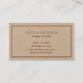 Minimalistische Rote Typografie Rustikale Autos ne Visitenkarte (Rückseite)