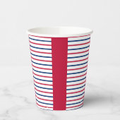 Minimalistische rote und blaue Streifen Modernes M Pappbecher (Links)