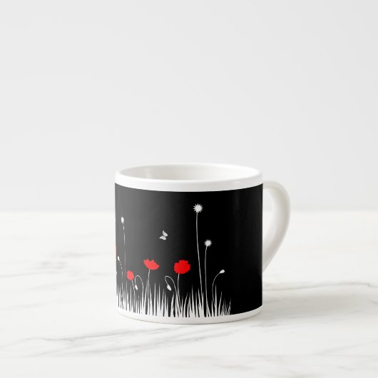 Minimalistische rote und weiße Pupien Weiß kühl Espressotasse (Vorderseite Rechts)