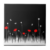 Minimalistische rote und weiße Pupien Weiß kühl Fliese (Vorderseite)