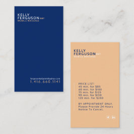 Minimalistische Royal Blue Peach Business Card Visitenkarte