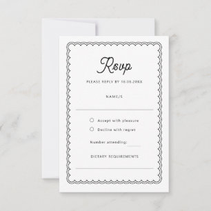 Minimalistische RSVP-Antwortkarte mit gewelltem Ra RSVP Karte