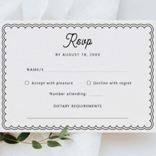 Minimalistische RSVP-Antwortkarte mit gewelltem Ra RSVP Karte