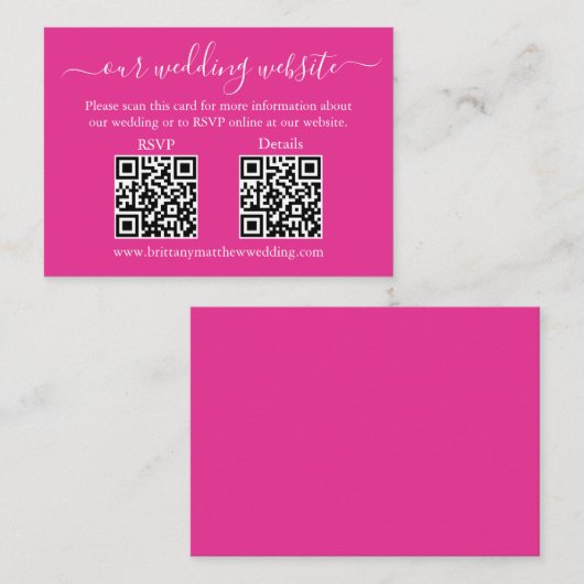 Minimalistische RSVP-Daten für 2 QR-Hochzeiten - H Begleitkarte (Vorne/Hinten)