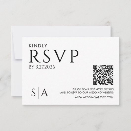 Minimalistische RSVP-Hochzeitkarte in Schwarzweiß RSVP Karte (Vorderseite)