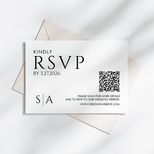 Minimalistische RSVP-Hochzeitkarte in Schwarzweiß RSVP Karte