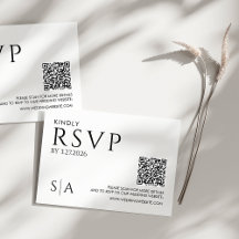 Minimalistische RSVP-Hochzeitkarte in Schwarzweiß
