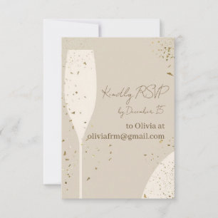 Minimalistische RSVP-Karte   Beige & Elfenbein Cha Dankeskarte