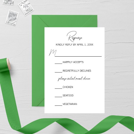 Minimalistische RSVP-Karte für die Hochzeit im Tal RSVP Karte