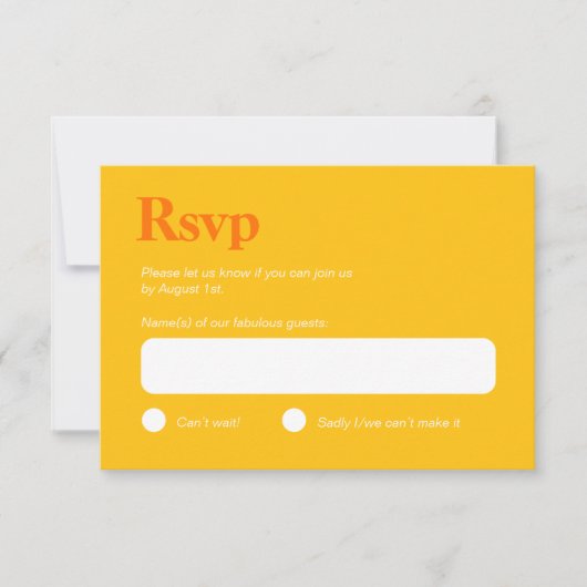 Minimalistische RSVP-Karte in leuchtendem Gelb und RSVP Karte (Vorderseite)