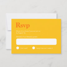 Minimalistische RSVP-Karte in leuchtendem Gelb und