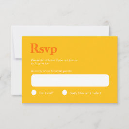 Minimalistische RSVP-Karte in leuchtendem Gelb und RSVP Karte