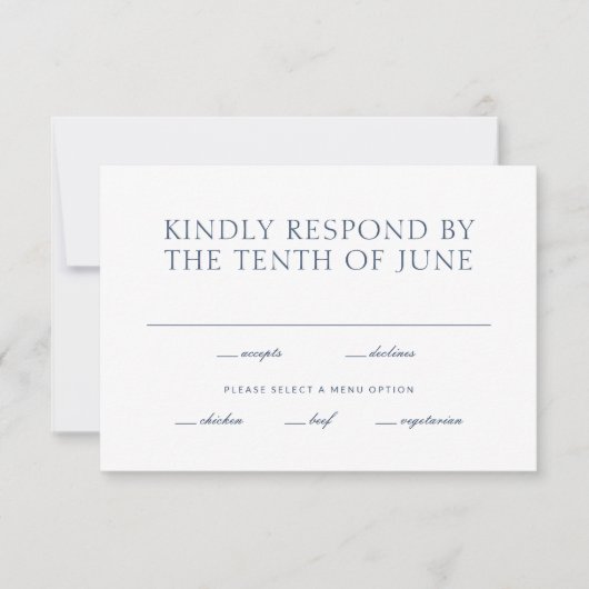 Minimalistische RSVP-Karte mit Essensauswahl RSVP Karte (Vorderseite)