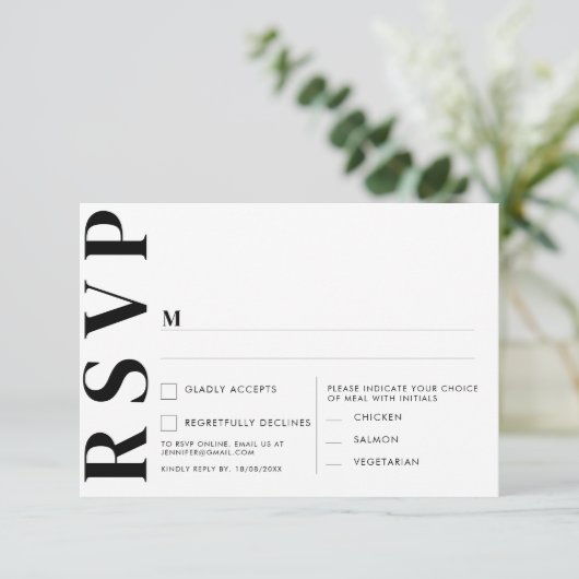 Minimalistische RSVP-Karten für Hochzeiten Einladung (Stehend Vorderseite)