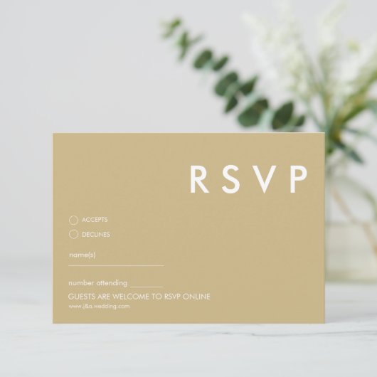 Minimalistische RSVP-Karten für Hochzeiten Einladung (Stehend Vorderseite)