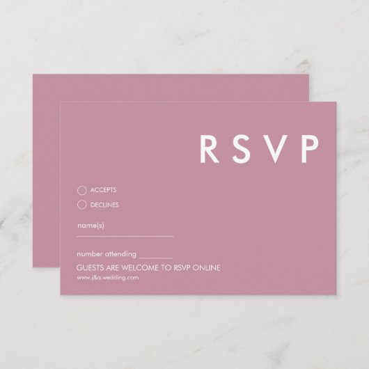 Minimalistische RSVP-Karten für Hochzeiten Einladung (Vorne/Hinten)