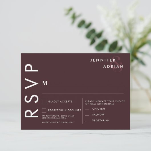 Minimalistische RSVP-Karten für Hochzeiten Einladung (Stehend Vorderseite)
