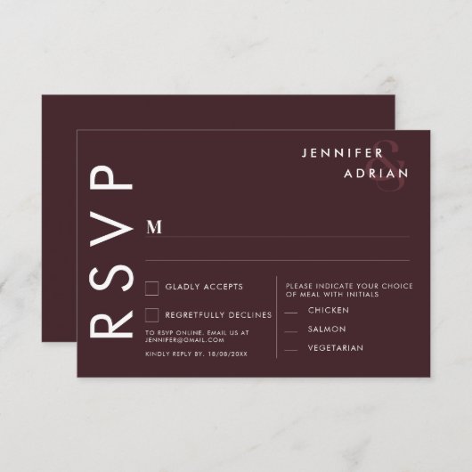 Minimalistische RSVP-Karten für Hochzeiten Einladung (Vorne/Hinten)