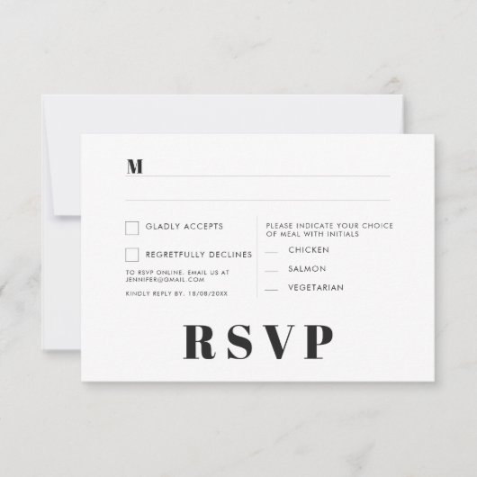 Minimalistische RSVP-Karten für Hochzeiten Einladung (Vorderseite)
